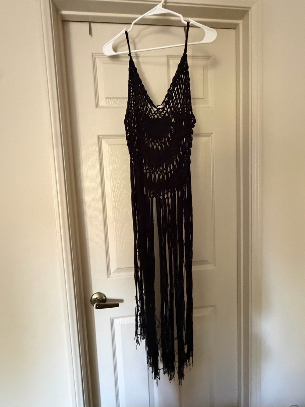 Vici black Crochet Fringe tank